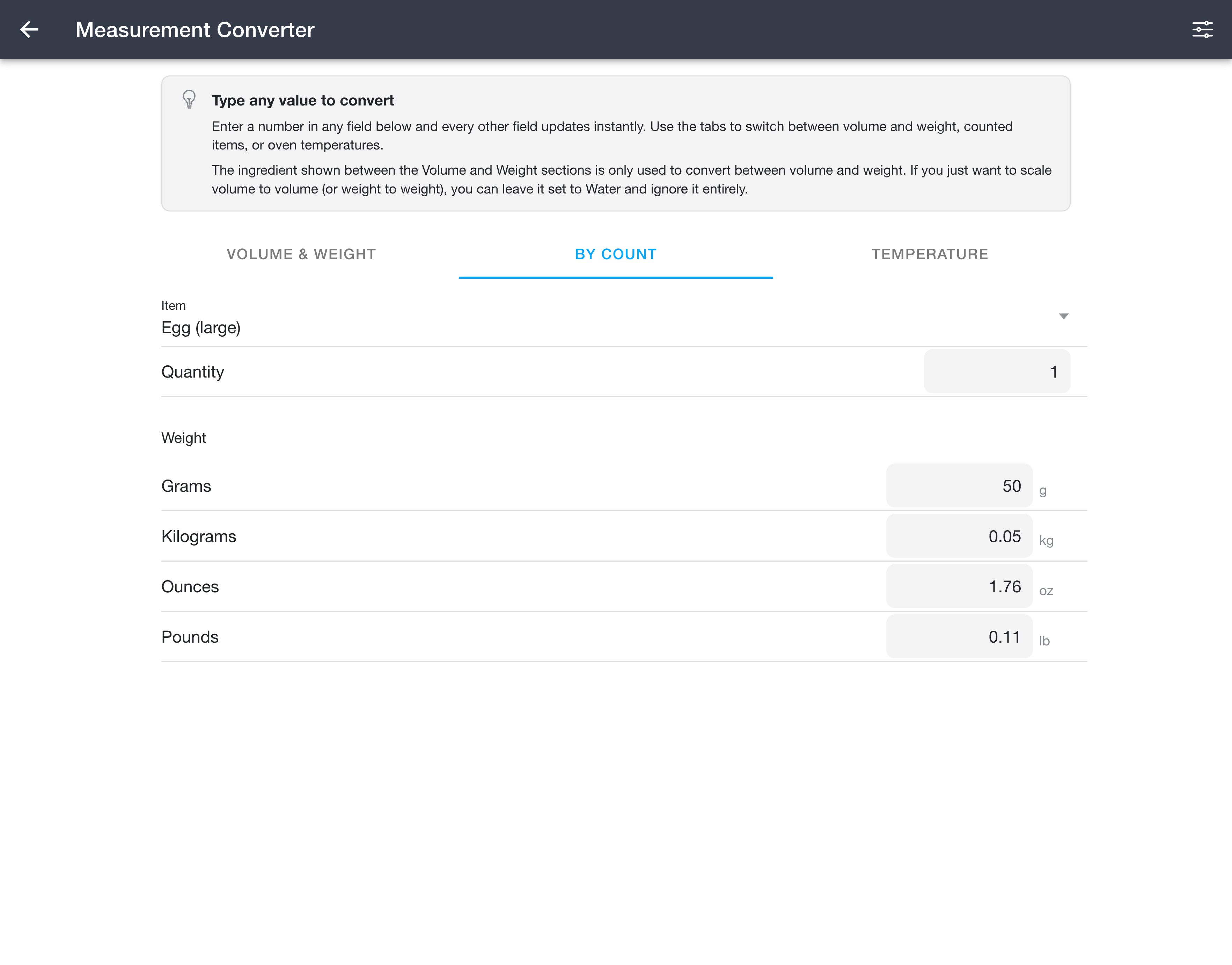 Measurement Converter in By Count mode