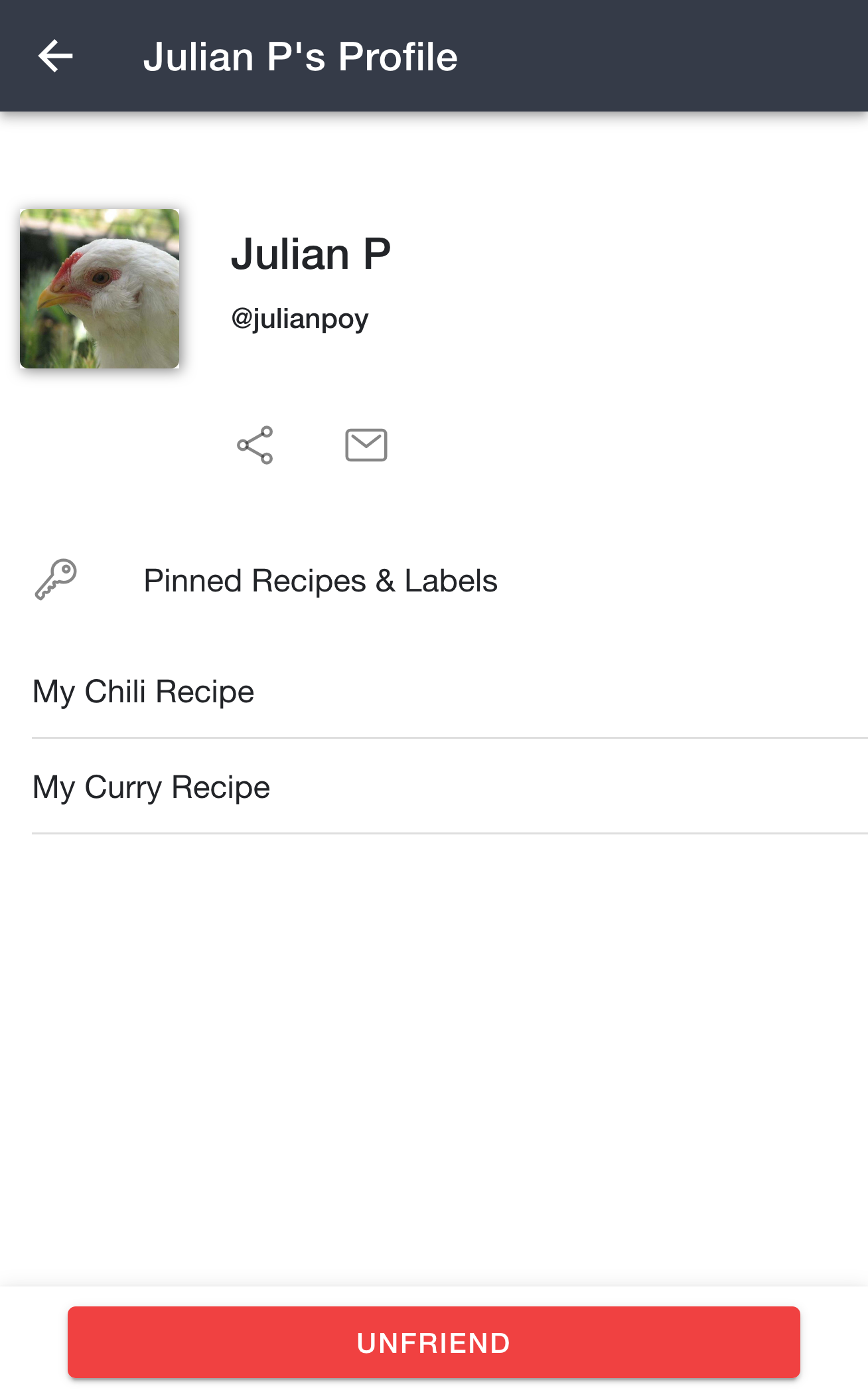 Viewing a friend's profile